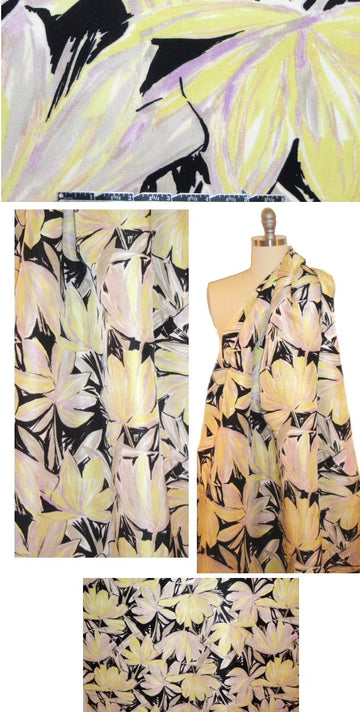 NY designer tropic flowers silk faille