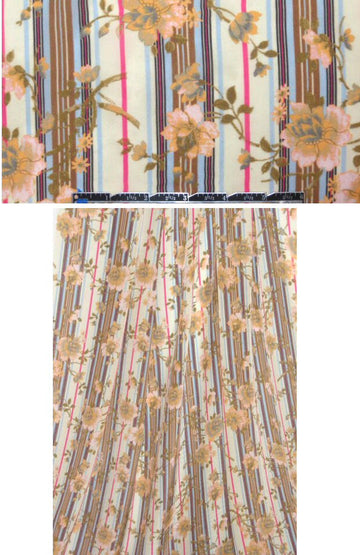 NY designer lemon/peach stripey floral silk CDC