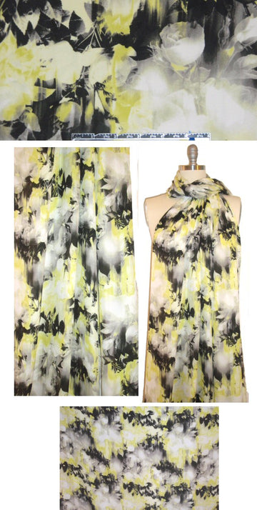 NY designer photo floral montage silk blouseweight 1.875 yd