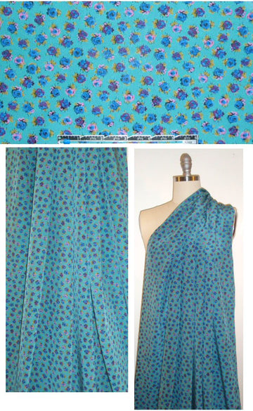 NY designer little teal/violet floral silk CDC