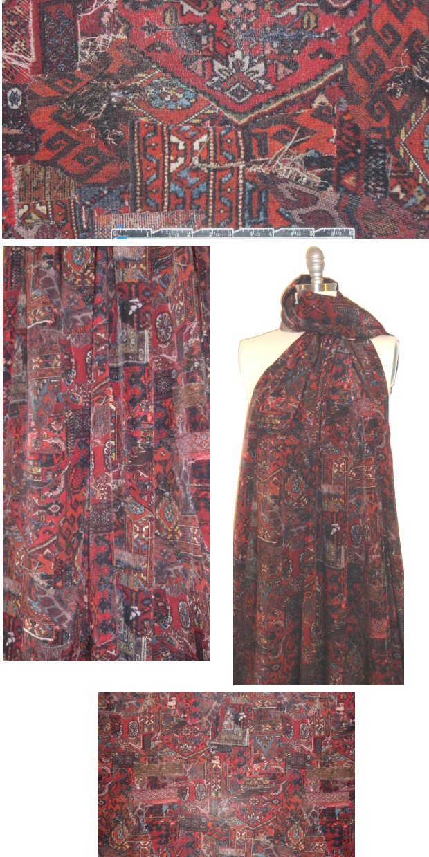 Italian persian carpet silk crepe de chine 1.75 yds