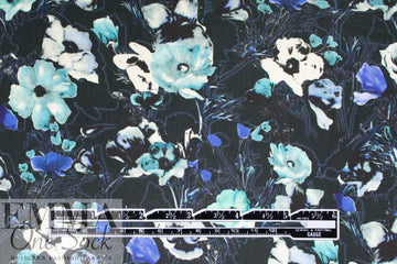 NY designer 'blues scale' floral silk dressweight woven 1.125 yds