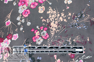 NY designer 'bloom de fleur' silk charmeuse .875 yds