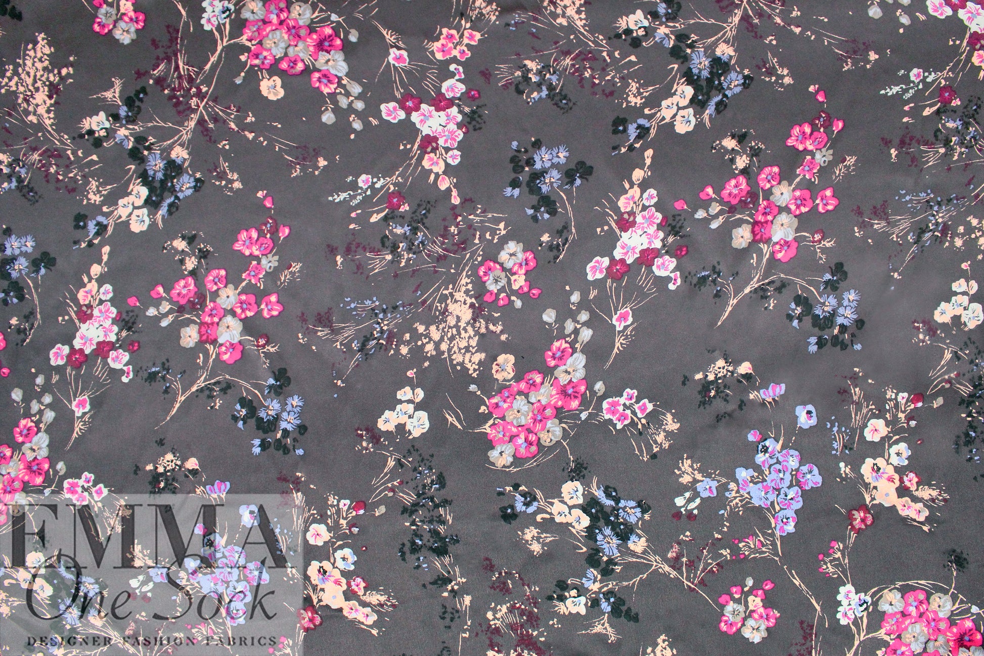 NY designer 'bloom de fleur' silk charmeuse .875 yds