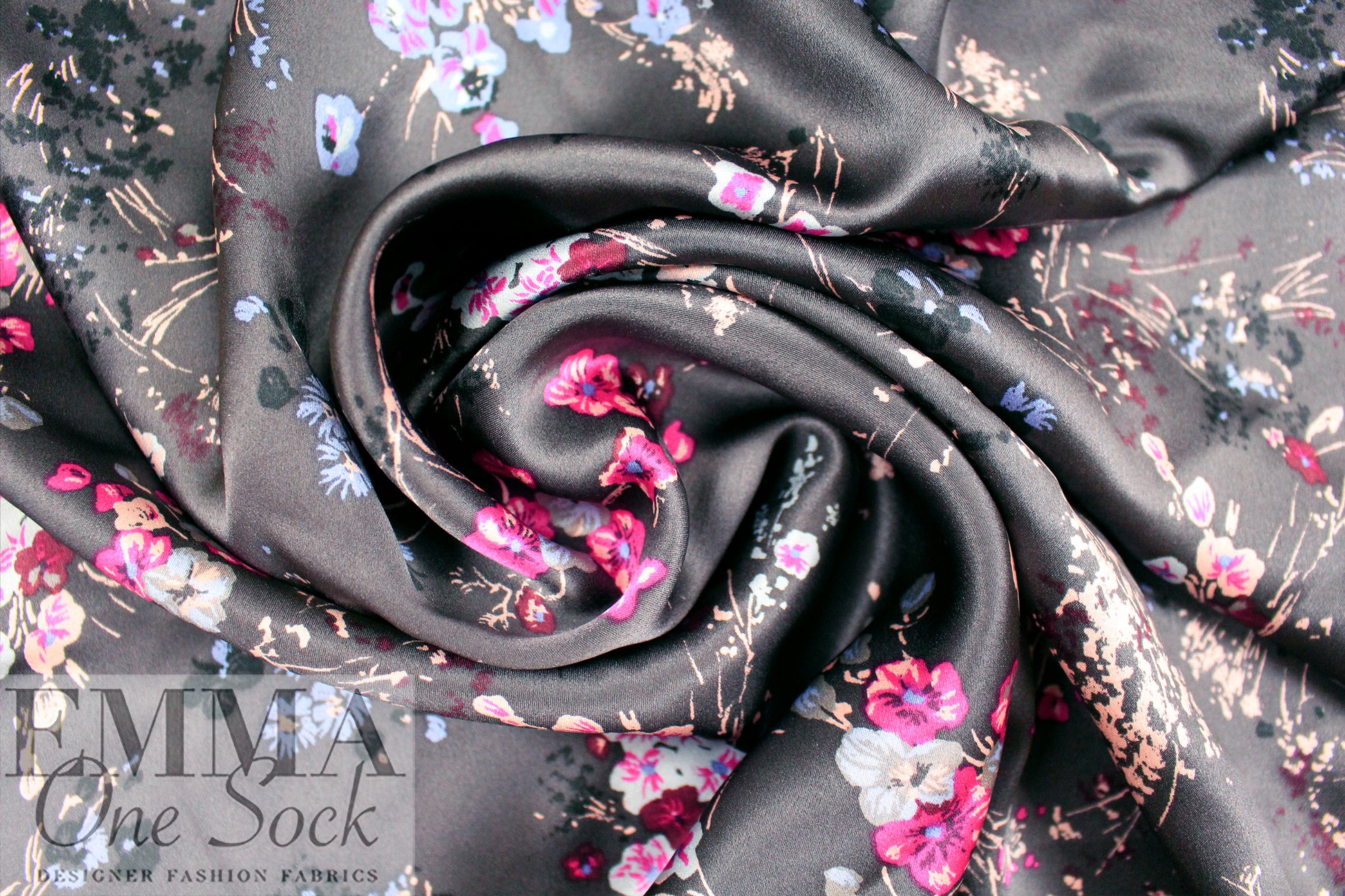 NY designer 'bloom de fleur' silk charmeuse .875 yds