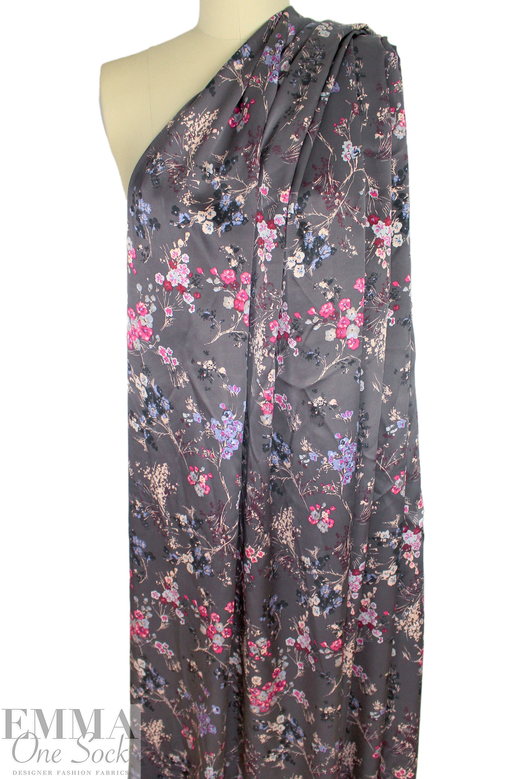 NY designer 'bloom de fleur' silk charmeuse .875 yds
