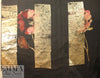 designer block print silk double organza - gold