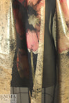 designer block print silk double organza - gold