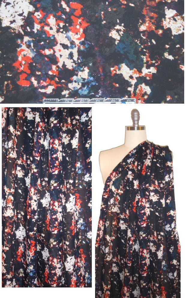NY designer mottled abstract silk georgette 1 yard