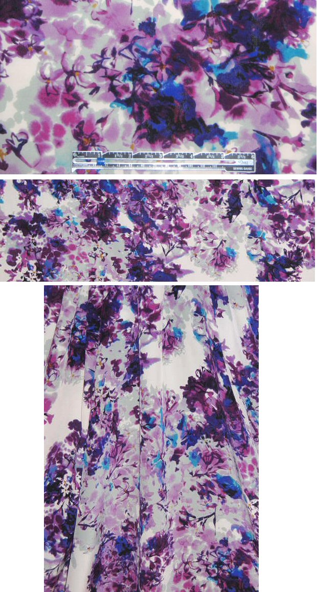 Sun0 mulberry bouquet floral silk CDC 1.5 yds