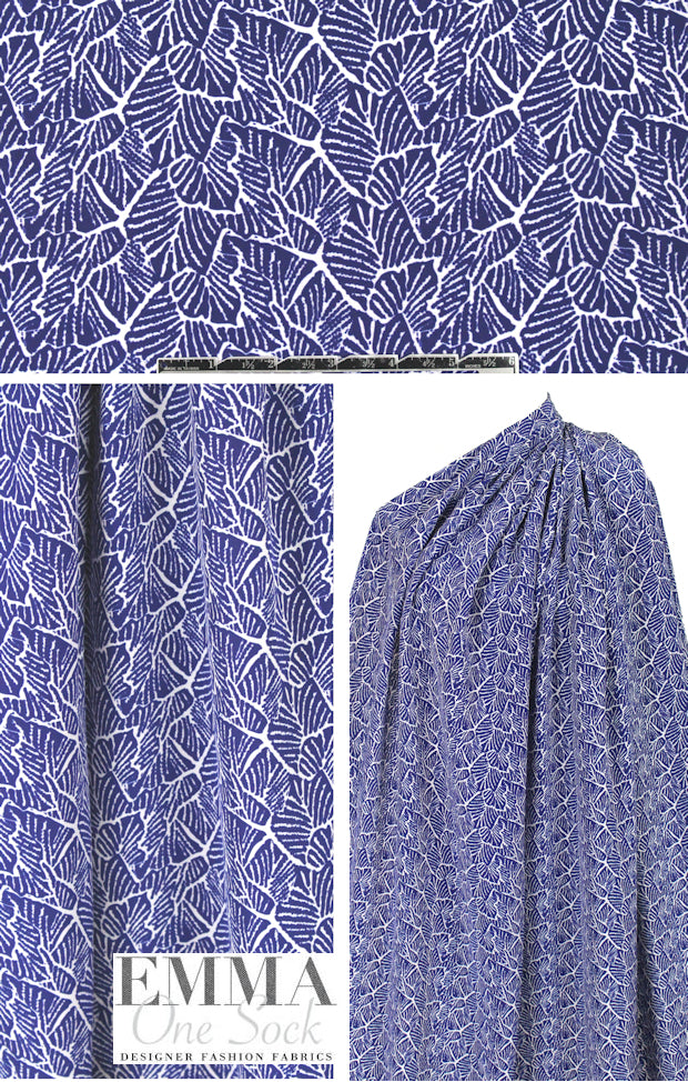 T@hari navy/off white leafy graphic silk blouseweight
