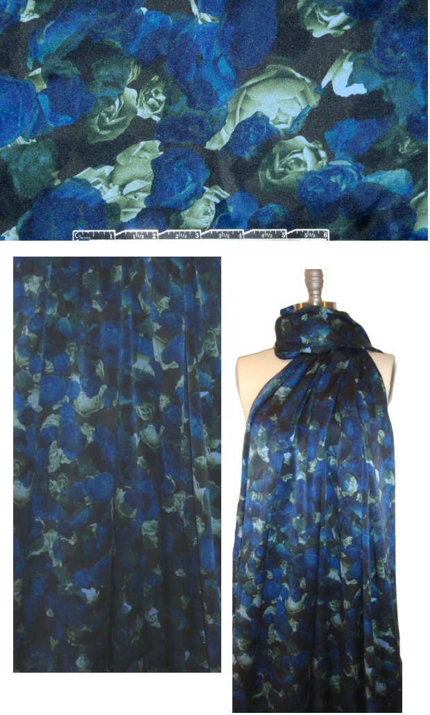 Italian nocturnal roses silk charmeuse
