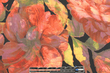 Italian spice tones floral abstract silk chiffon