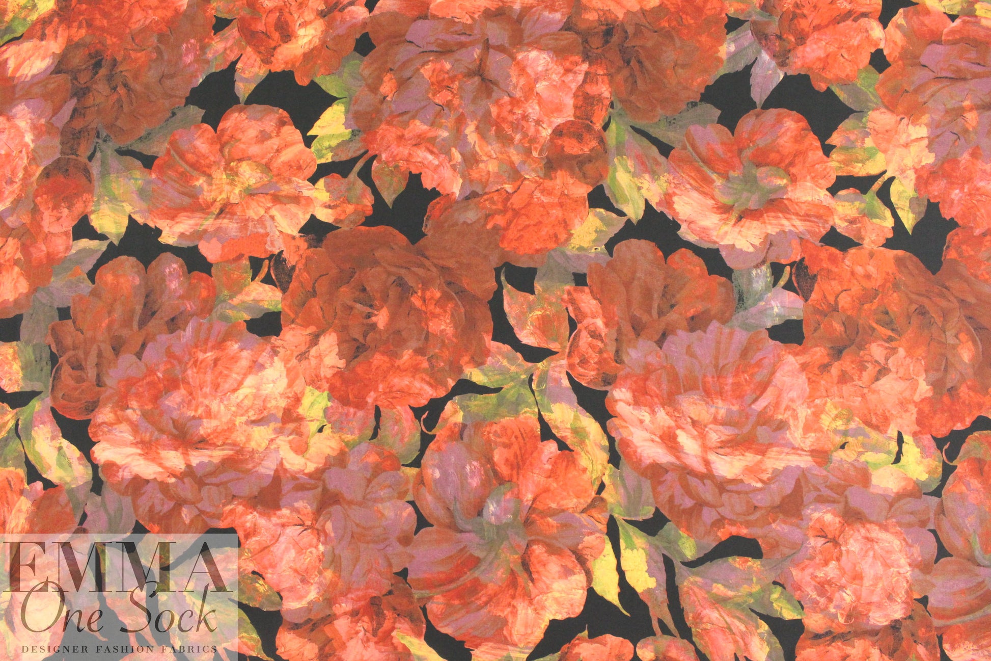 Italian spice tones floral abstract silk chiffon .75 yds