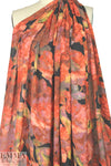 Italian spice tones floral abstract silk chiffon