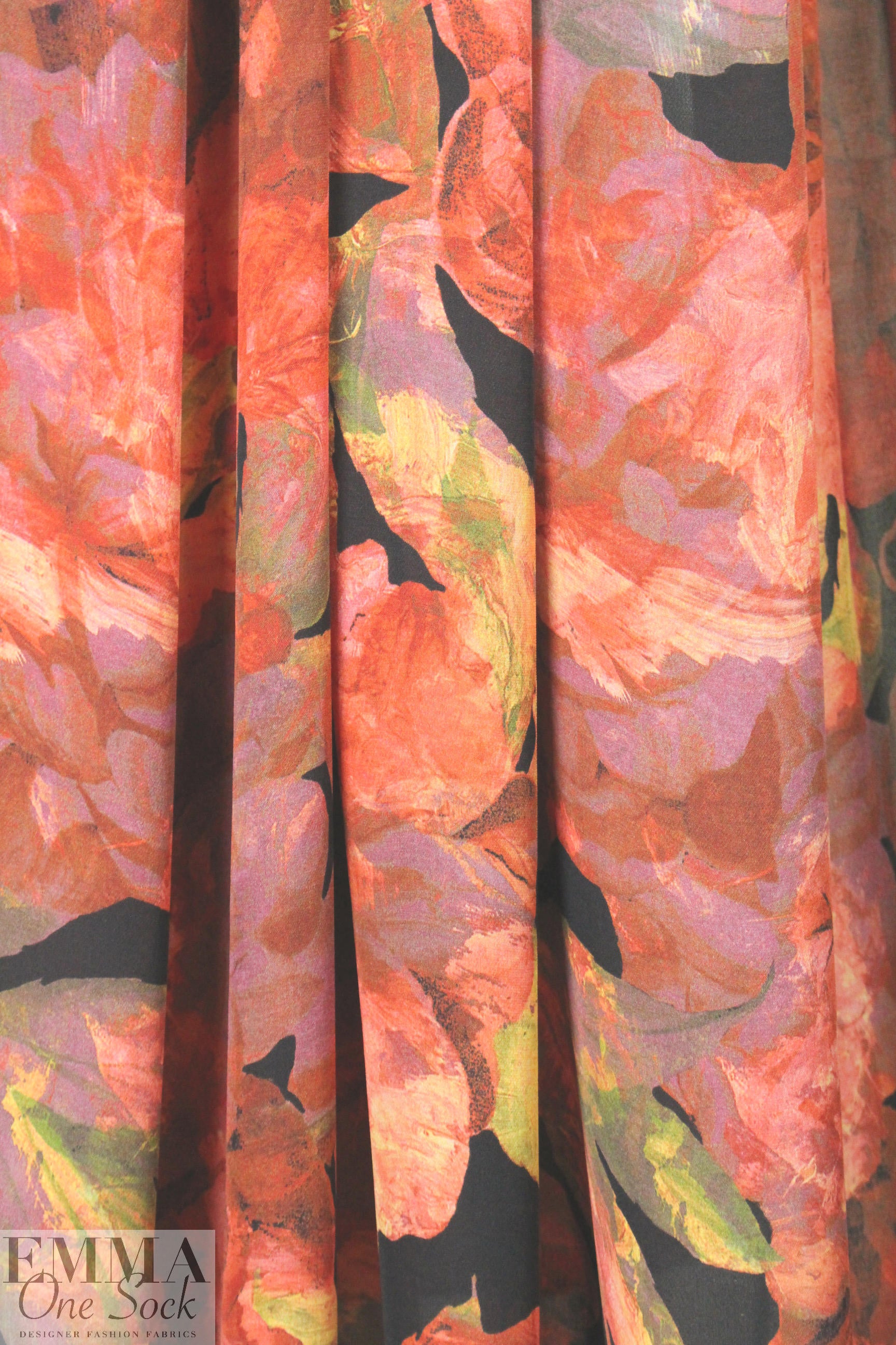 Italian spice tones floral abstract silk chiffon