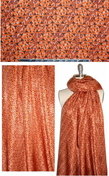 famous designer orange circle graphic silk jacquard