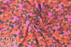 Derek L@m hibiscus silk woven - nectarine/navy 1.875 yd