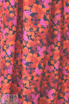 Derek L@m hibiscus silk woven - nectarine/navy 1.875 yd