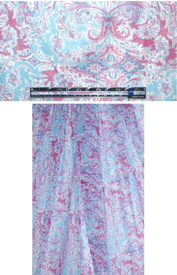 NY designer floral paisley crinkle silk chiffon 1.625 yd