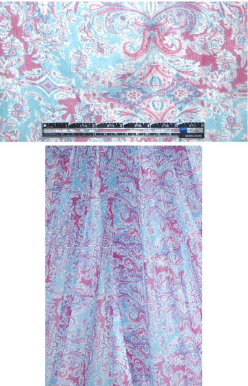 NY designer floral paisley crinkle silk chiffon 1.625 yd