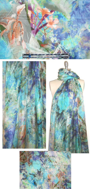 Italian paradise floral abstract satin chiffon