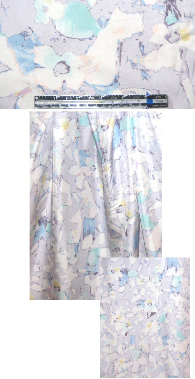 NY designer pastel floral collage silk twill