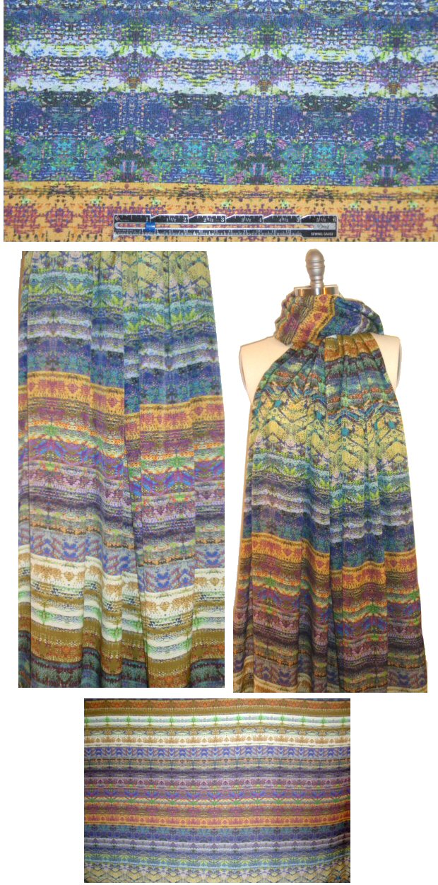 Italian colorful patterned stripes silk blouseweight
