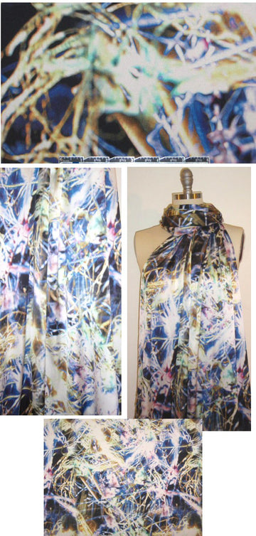 NY designer tangled wire abstract stretch silk