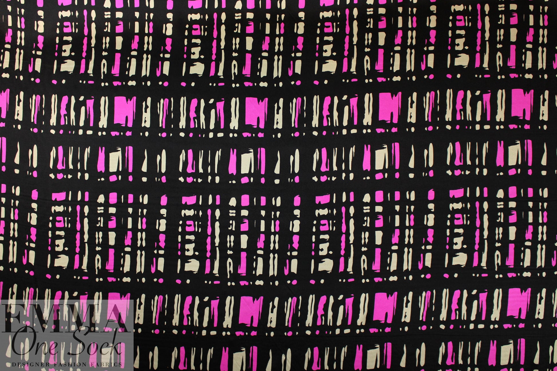NY designer pink/silver/black graphic silk charmeuse