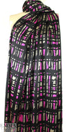 NY designer pink/silver/black graphic silk charmeuse