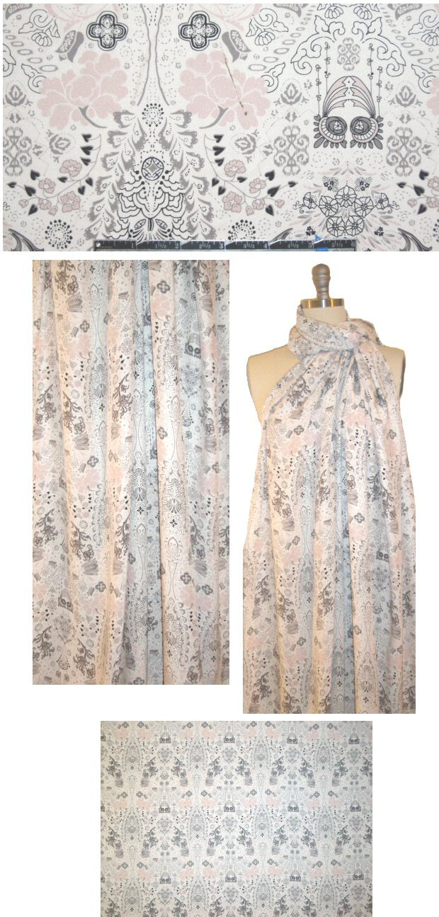 NY designer intricate motif silk blouseweight 2.25 yd