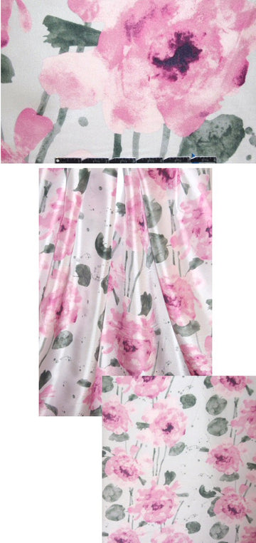 NY designer pink/green floral silk CDC