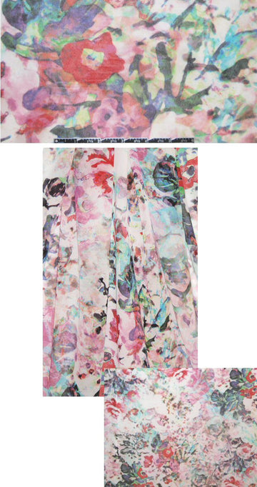 NY designer floral abstract sheer stretch viscose