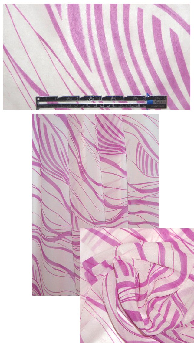 NY designer pink/white swirl silk chiffon 1.75 yds