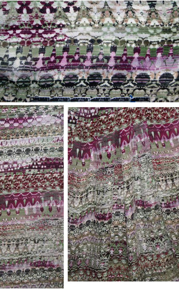 NY designer sage/plum abstract silk georgette