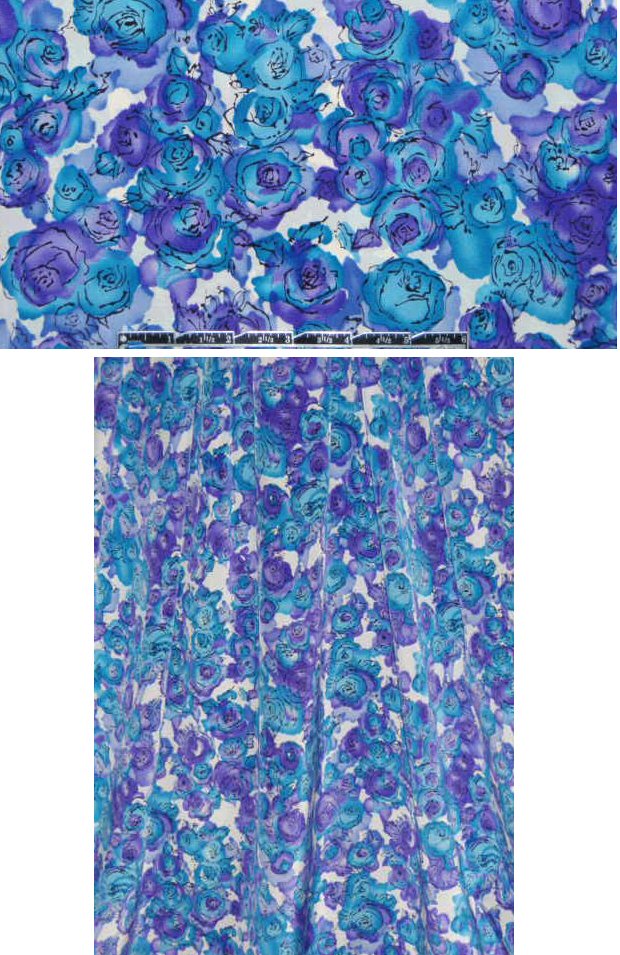 NY designer purple/blue pen and ink floral silk CDC