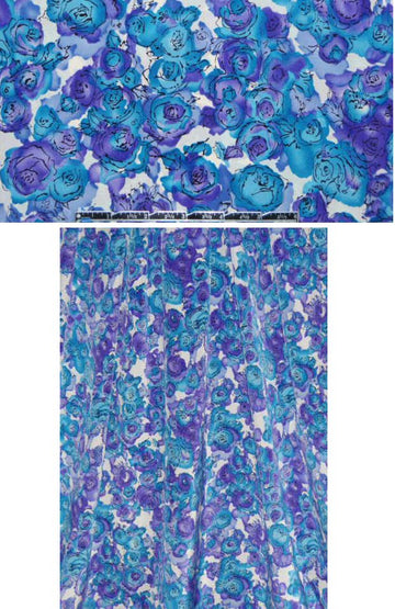 NY designer purple/blue pen and ink floral silk CDC