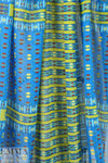 NY designer silk chiffon, blue/kiwi with 'gold leaf' 1.5 yd