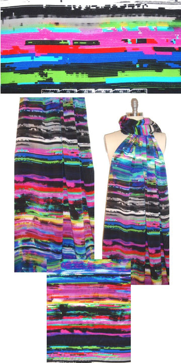NY designer technicolor graphic stripe silk blouseweight 1.33 yds