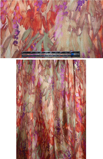 Italian floral-inspired abstract design silk twill  2.375 yds