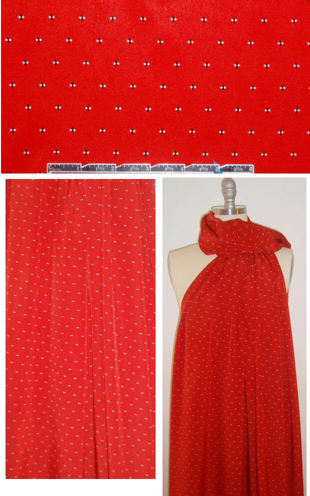 NY designer red graphic dot silk crepe de chine 1.33 yd