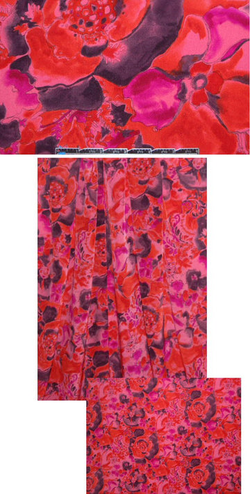 NY designer rouge/plum floral silk blouseweight