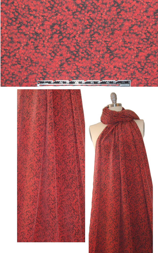 Italian spicy red teeny floral silk blouseweight woven 1.375 yds