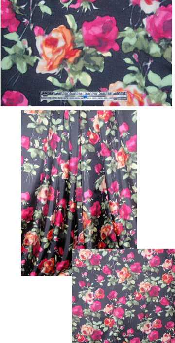 Italian rose bouquet print silk twill