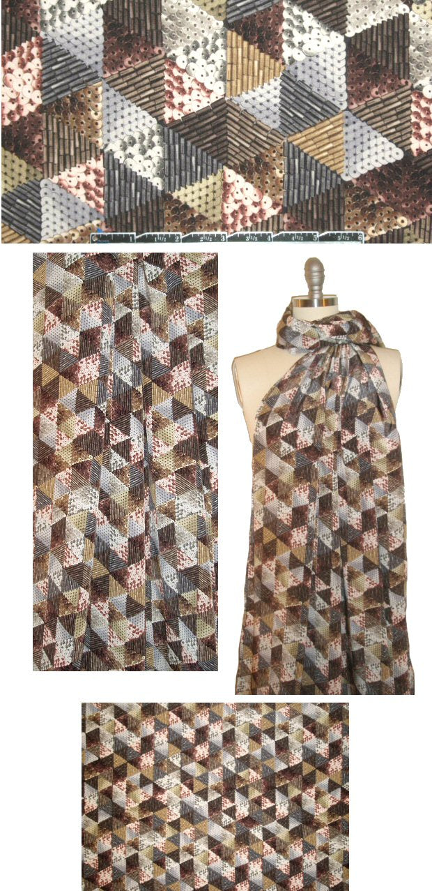 NY designer sequin mosaic silk crepe de chine