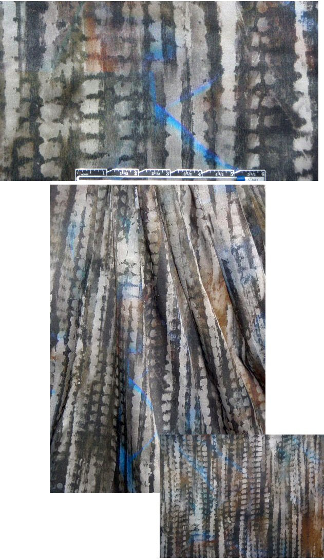NY designer abstract print satin face organza