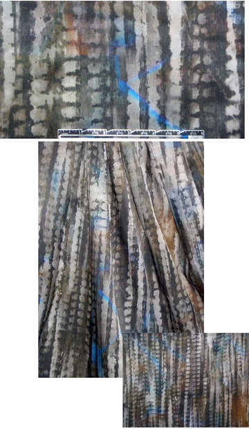 NY designer abstract print satin face organza