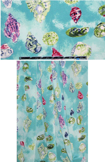NY designer painted sea shells silk crepe de chine