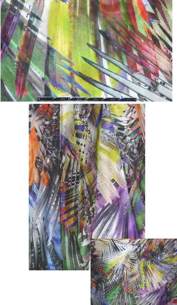 Italian satin chiffon - palm leaves abstract